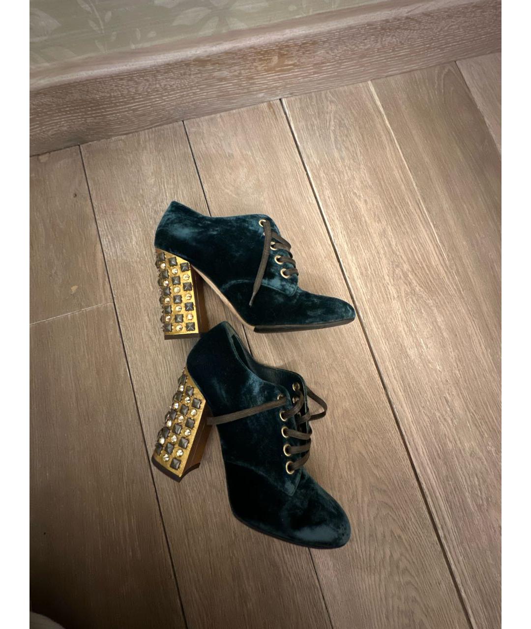 DOLCE&GABBANA Зеленые бархатные ботильоны, фото 6