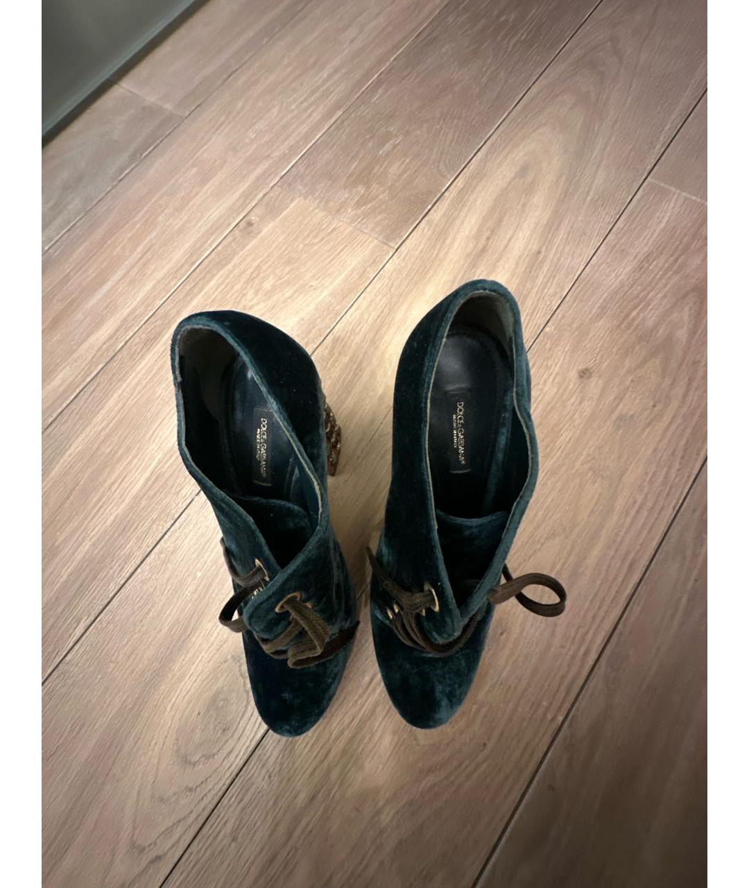 DOLCE&GABBANA Зеленые бархатные ботильоны, фото 3