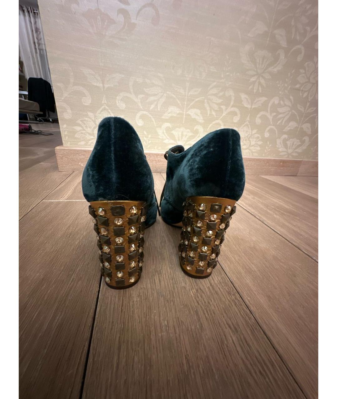 DOLCE&GABBANA Зеленые бархатные ботильоны, фото 4