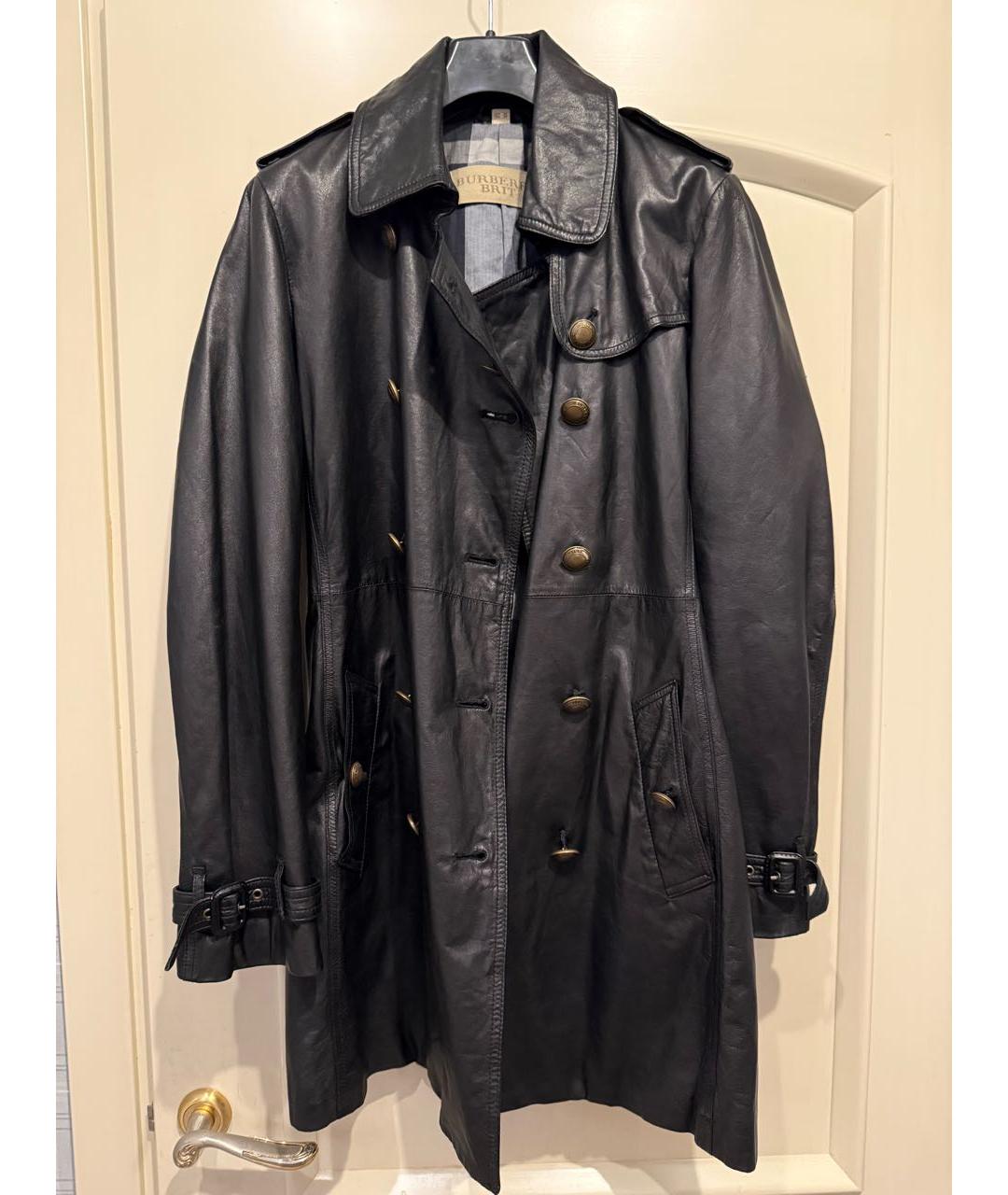 BURBERRY Черное кожаное пальто, фото 8