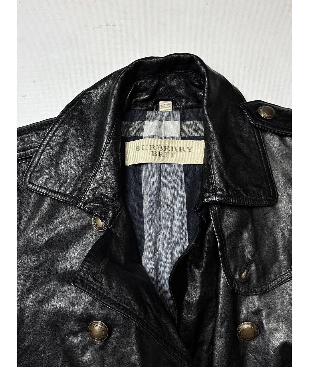 BURBERRY Черное кожаное пальто, фото 3