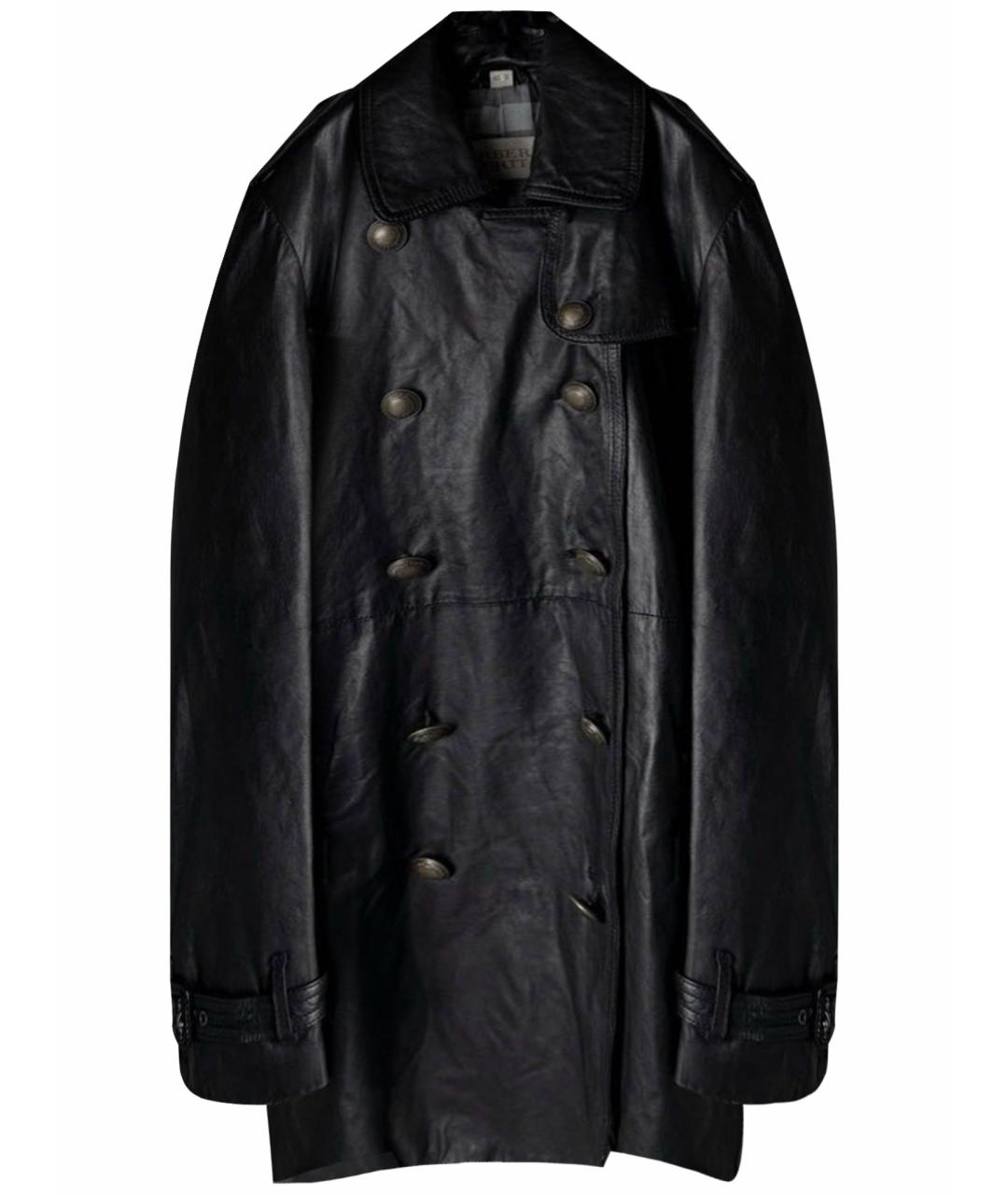 BURBERRY Черное кожаное пальто, фото 1