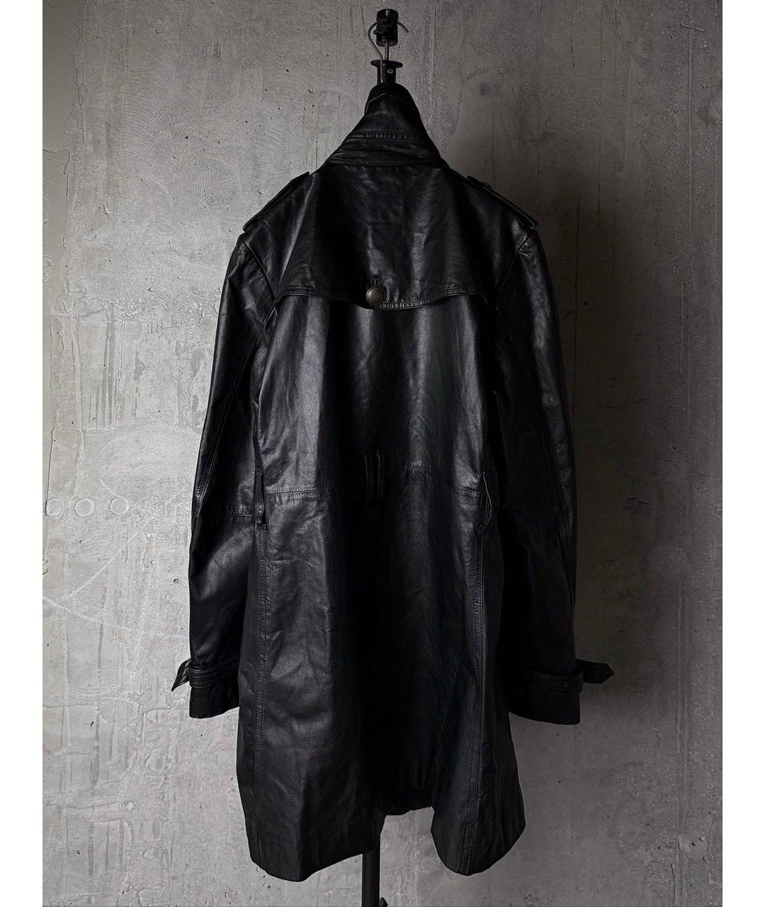 BURBERRY Черное кожаное пальто, фото 2