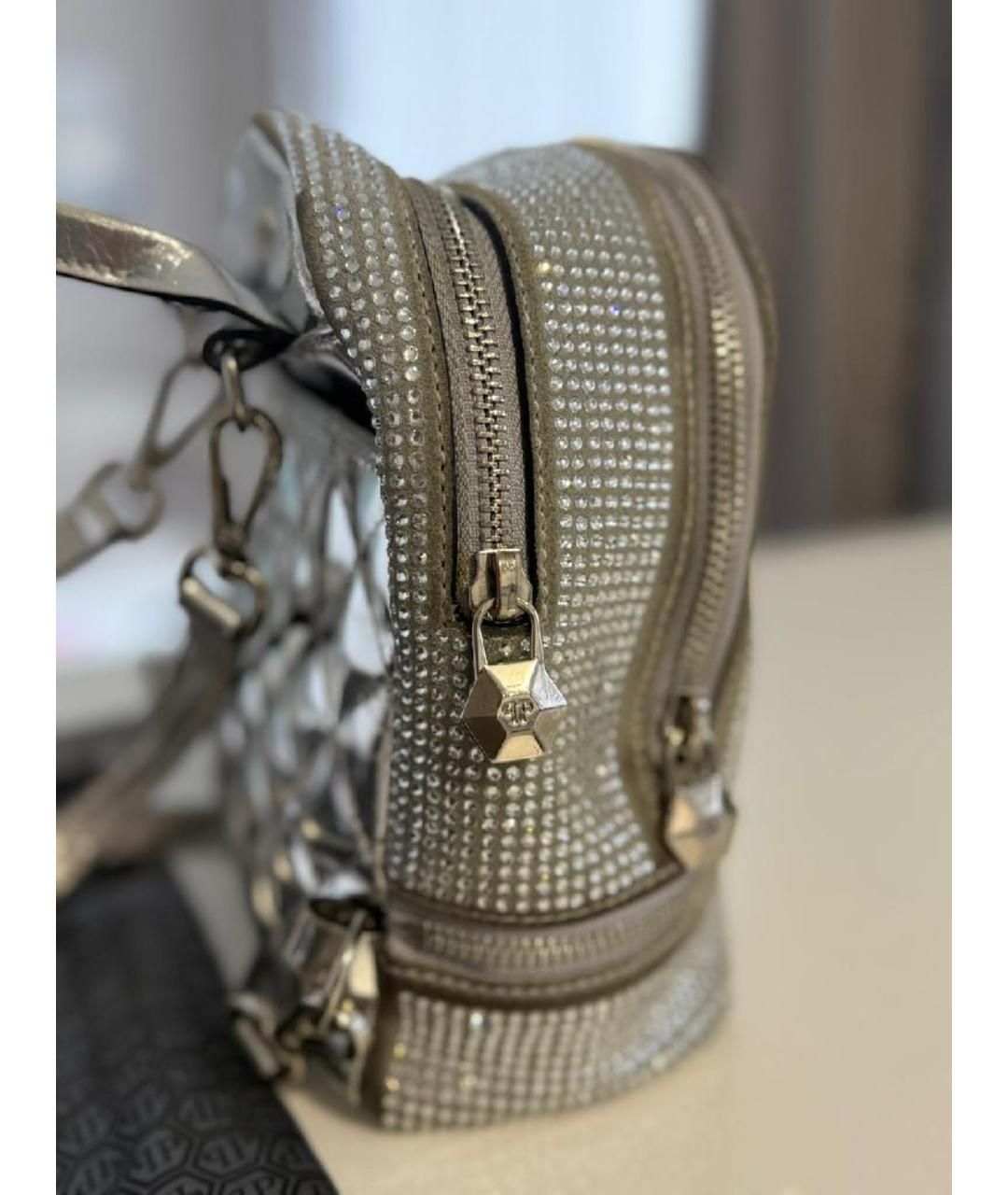 PHILIPP PLEIN Серебрянный кожаный рюкзак, фото 8