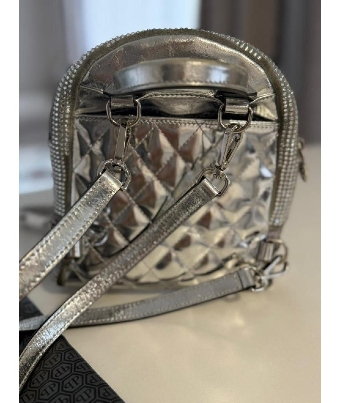 PHILIPP PLEIN Серебрянный кожаный рюкзак, фото 7