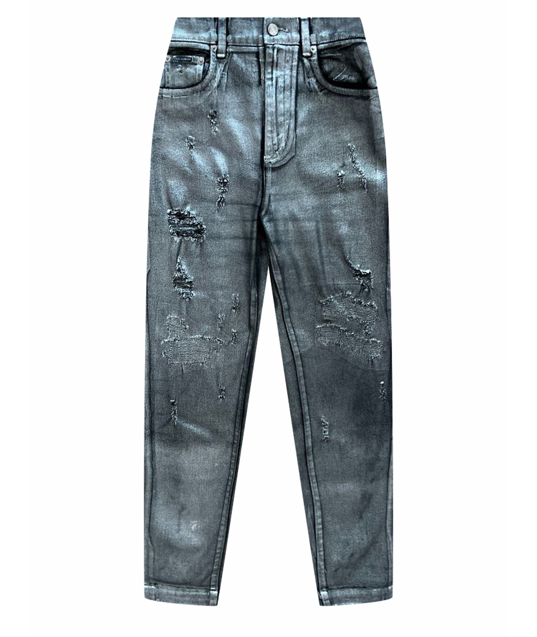 DOLCE&GABBANA Серебряные хлопко-эластановые джинсы слим, фото 1