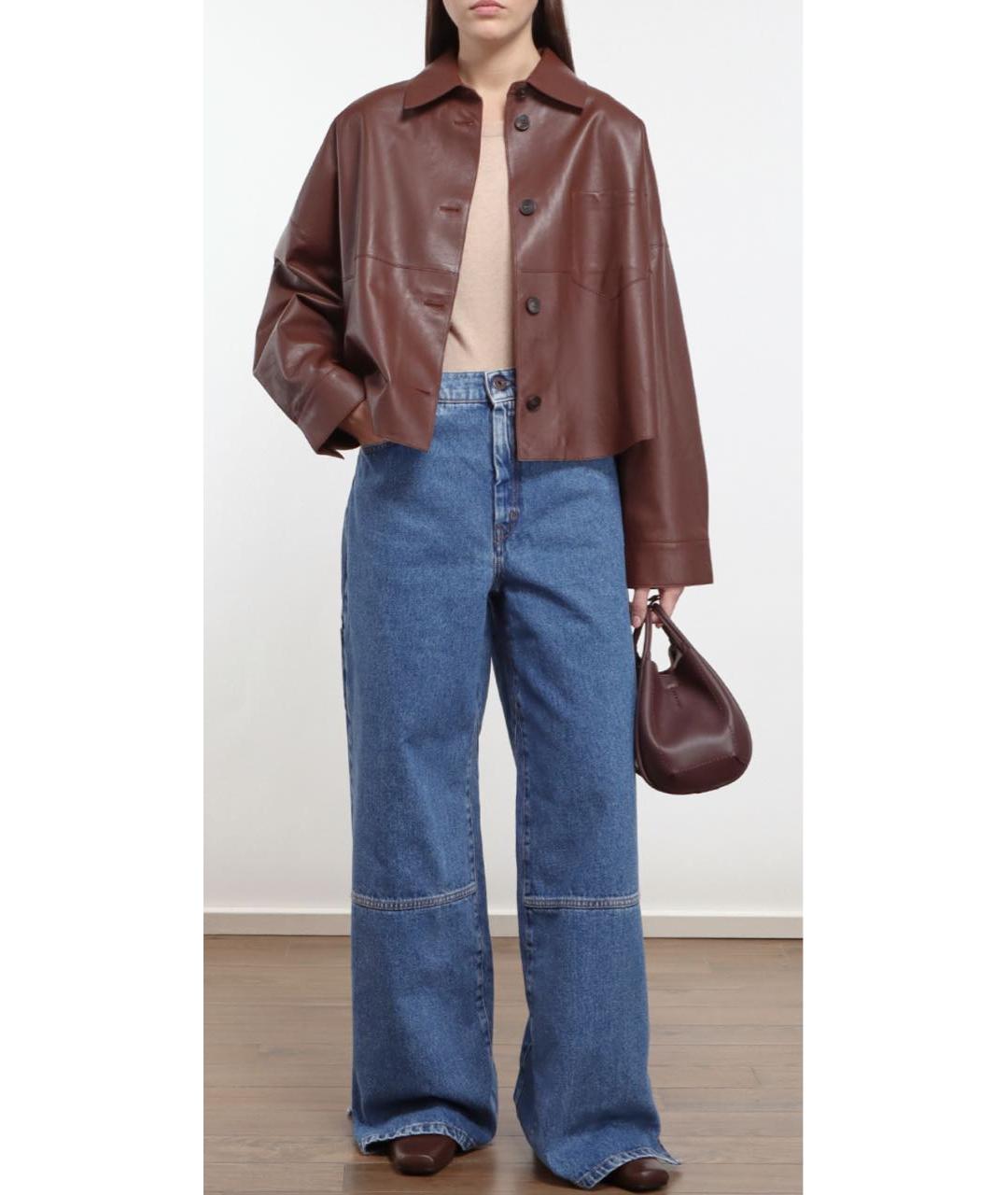 WEEKEND MAX MARA Голубые хлопковые прямые джинсы, фото 5