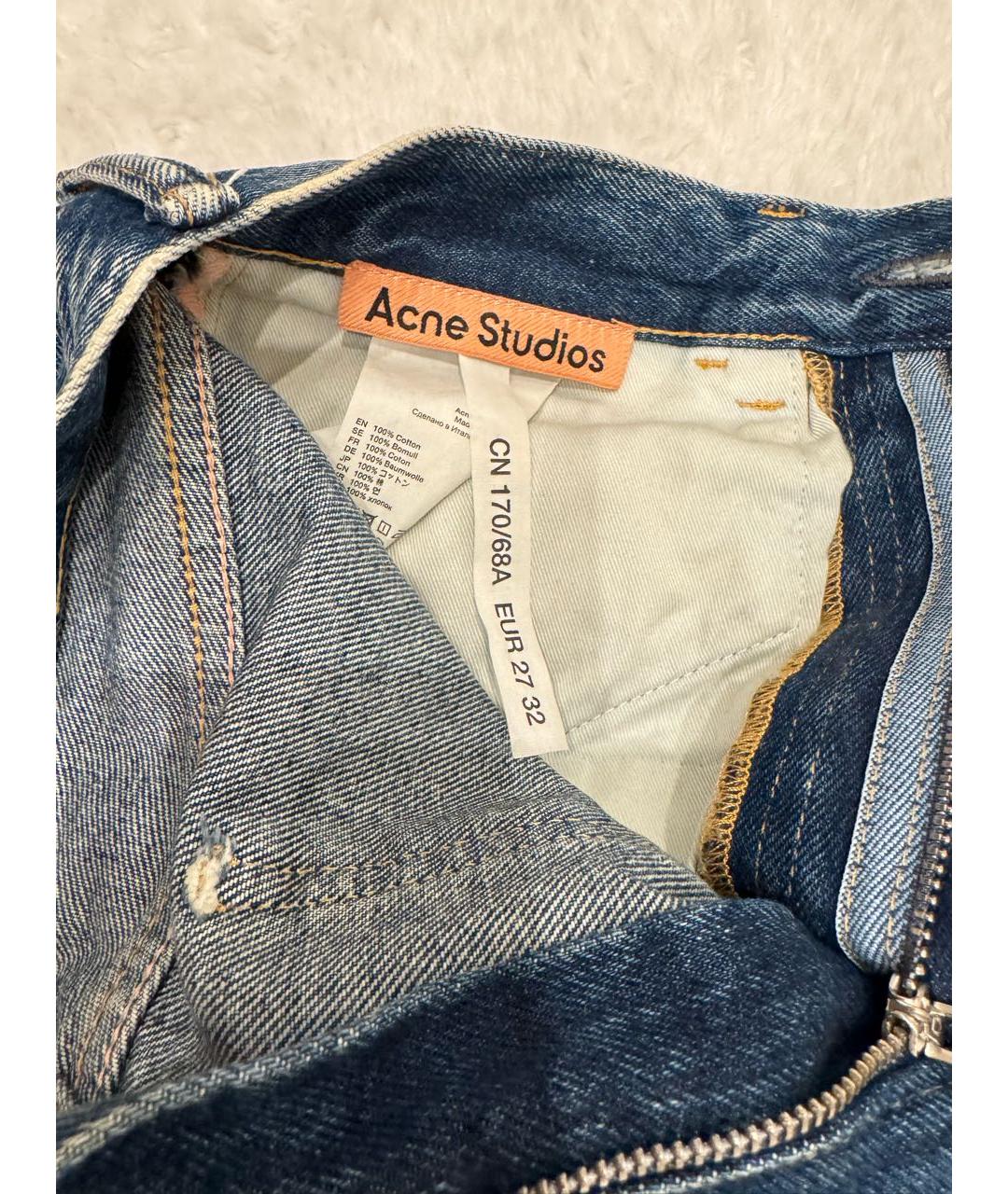 ACNE STUDIOS Темно-синие хлопковые прямые джинсы, фото 3