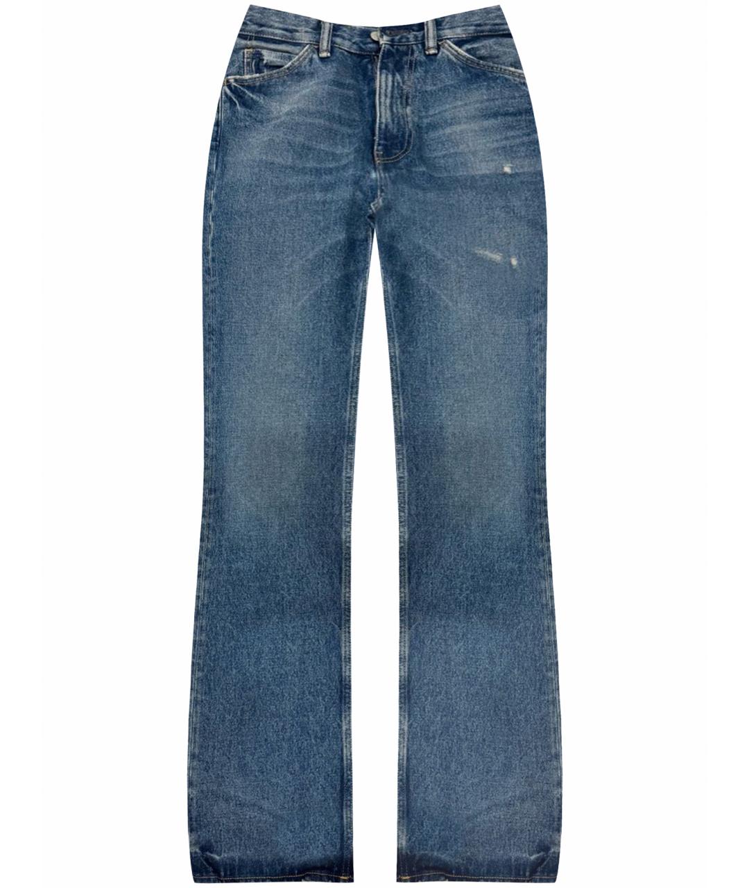 ACNE STUDIOS Темно-синие хлопковые прямые джинсы, фото 1