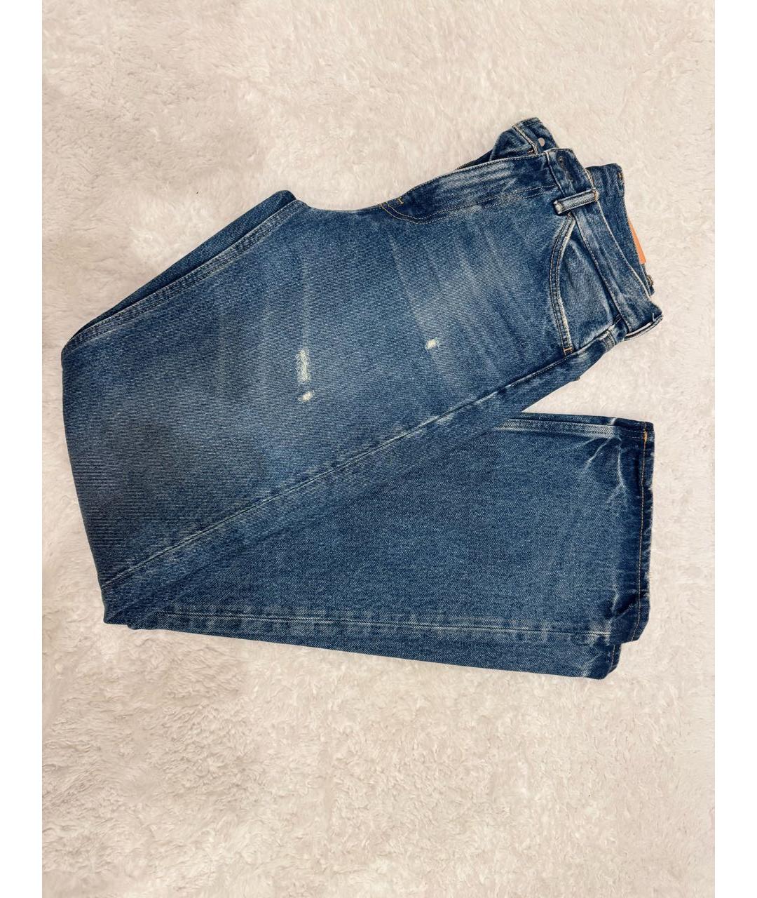ACNE STUDIOS Темно-синие хлопковые прямые джинсы, фото 2
