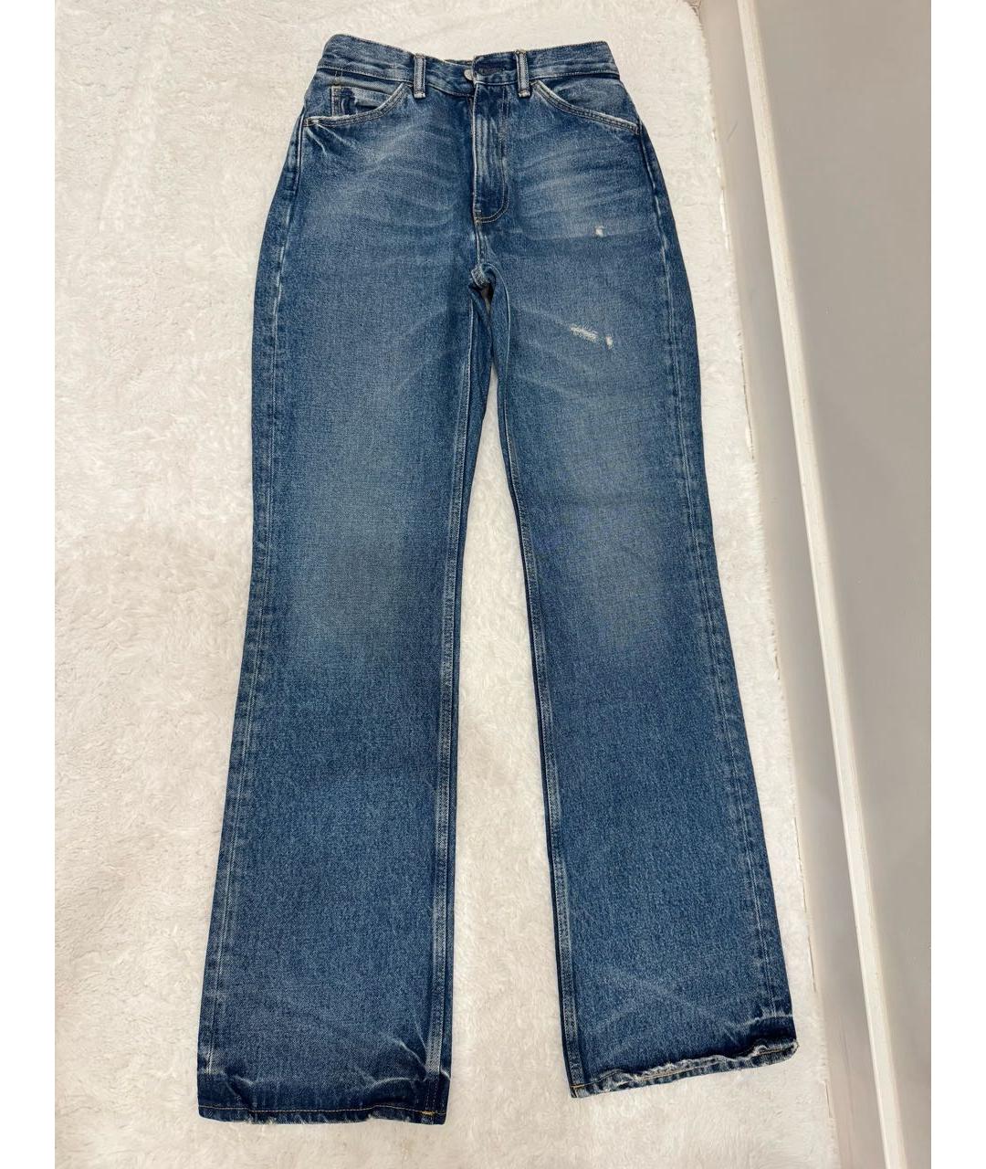 ACNE STUDIOS Темно-синие хлопковые прямые джинсы, фото 5