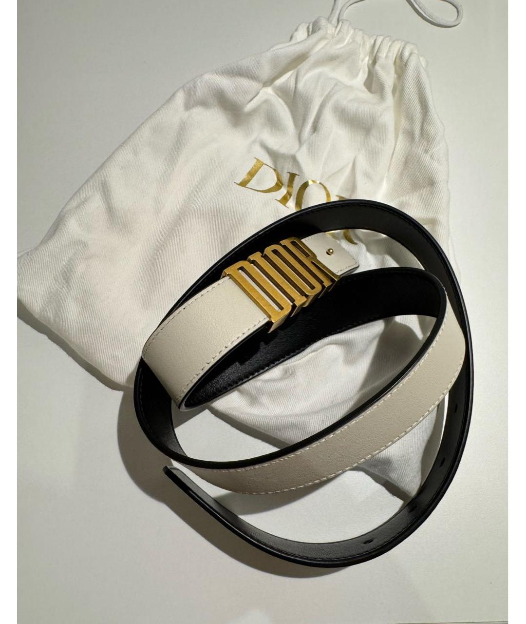 CHRISTIAN DIOR Белый кожаный ремень, фото 2