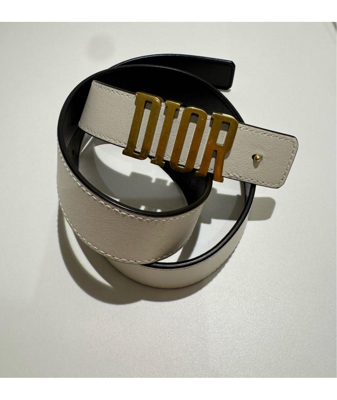 CHRISTIAN DIOR Белый кожаный ремень, фото 4