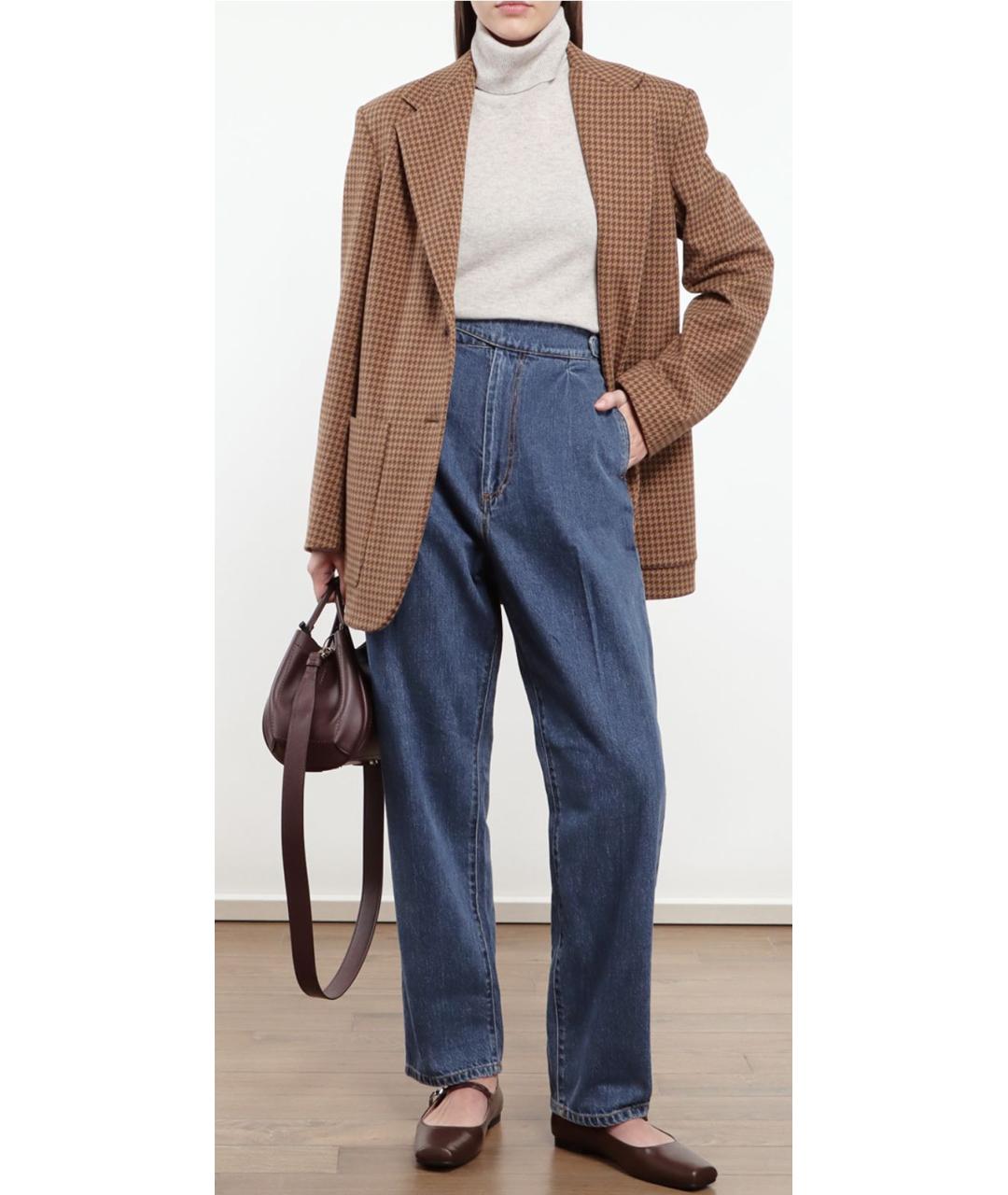 SPORTMAX Голубые хлопковые прямые джинсы, фото 5