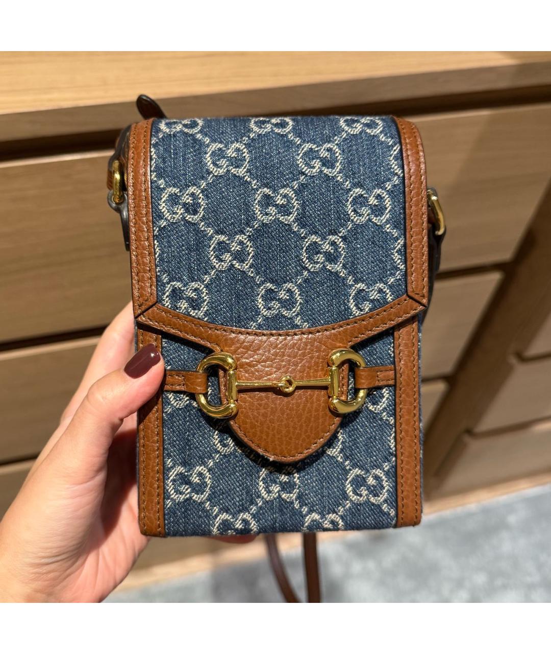 GUCCI Темно-синяя деним сумка через плечо, фото 5