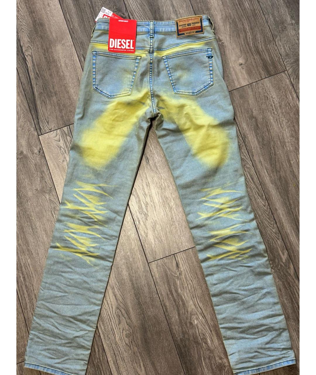 DIESEL Голубые хлопковые прямые джинсы, фото 2