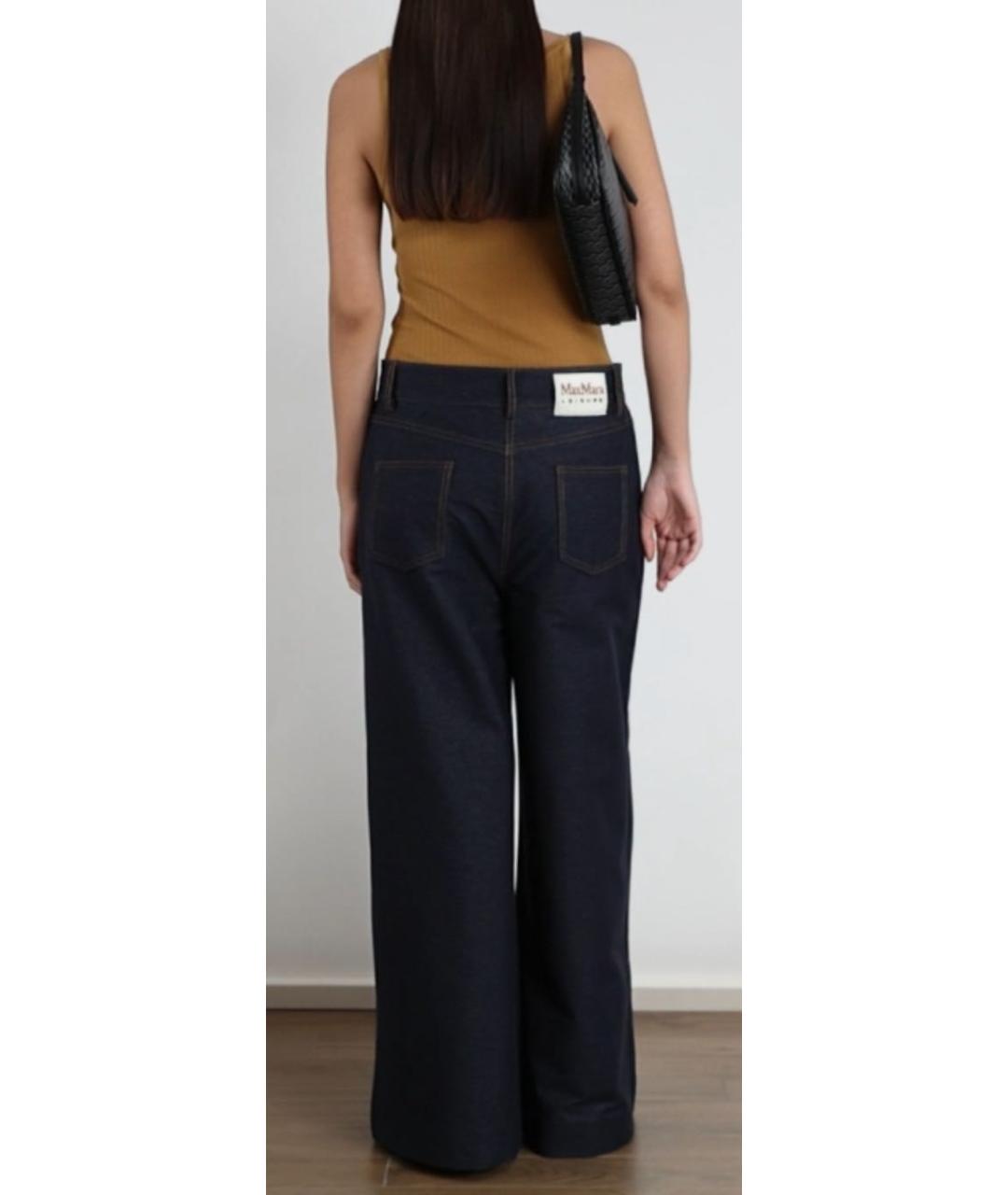 MAX MARA Темно-синие хлопковые прямые джинсы, фото 2