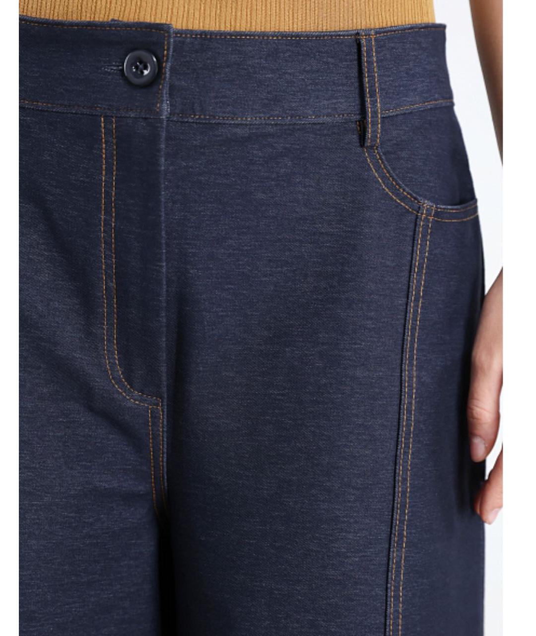 MAX MARA Темно-синие хлопковые прямые джинсы, фото 8