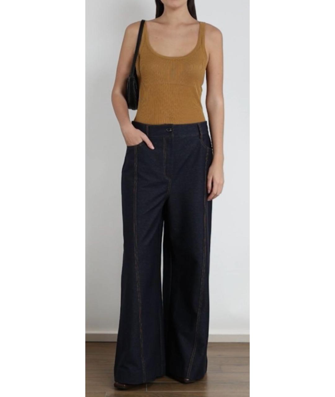 MAX MARA Темно-синие хлопковые прямые джинсы, фото 6