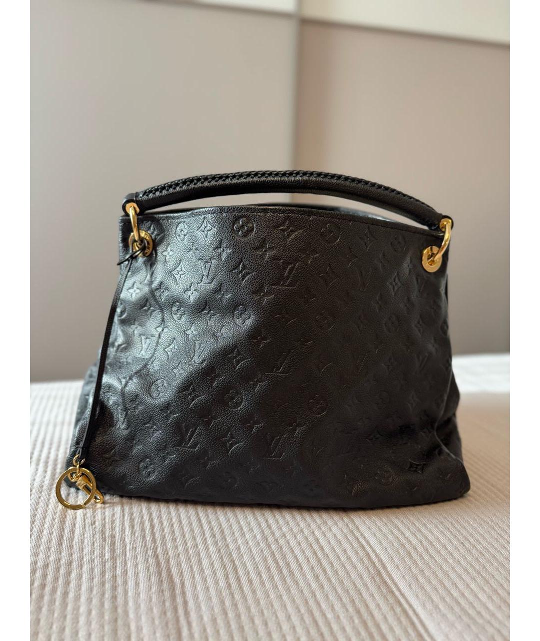 LOUIS VUITTON Черная кожаная сумка тоут, фото 9