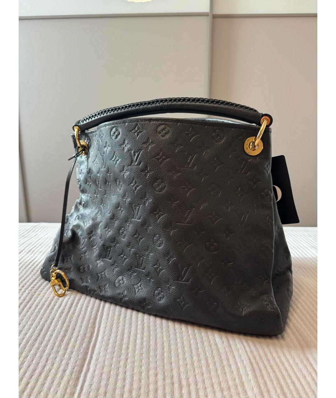 LOUIS VUITTON Черная кожаная сумка тоут, фото 3