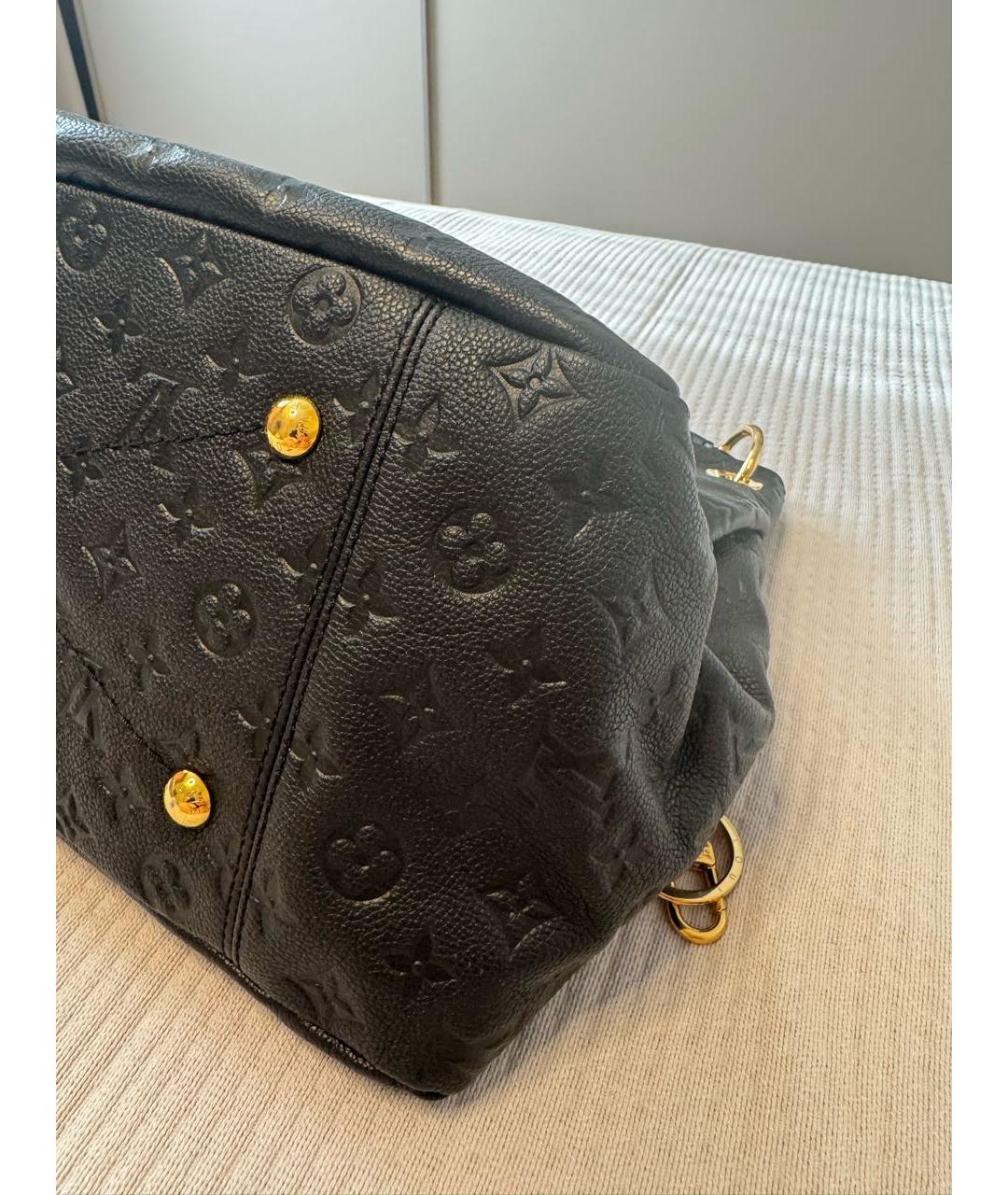 LOUIS VUITTON Черная кожаная сумка тоут, фото 7