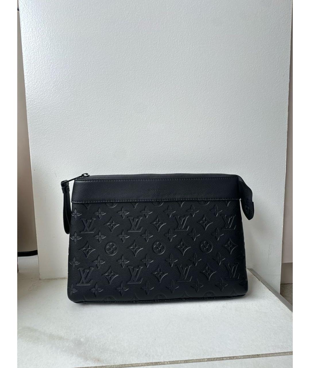 LOUIS VUITTON Черная кожаная барсетка, фото 9