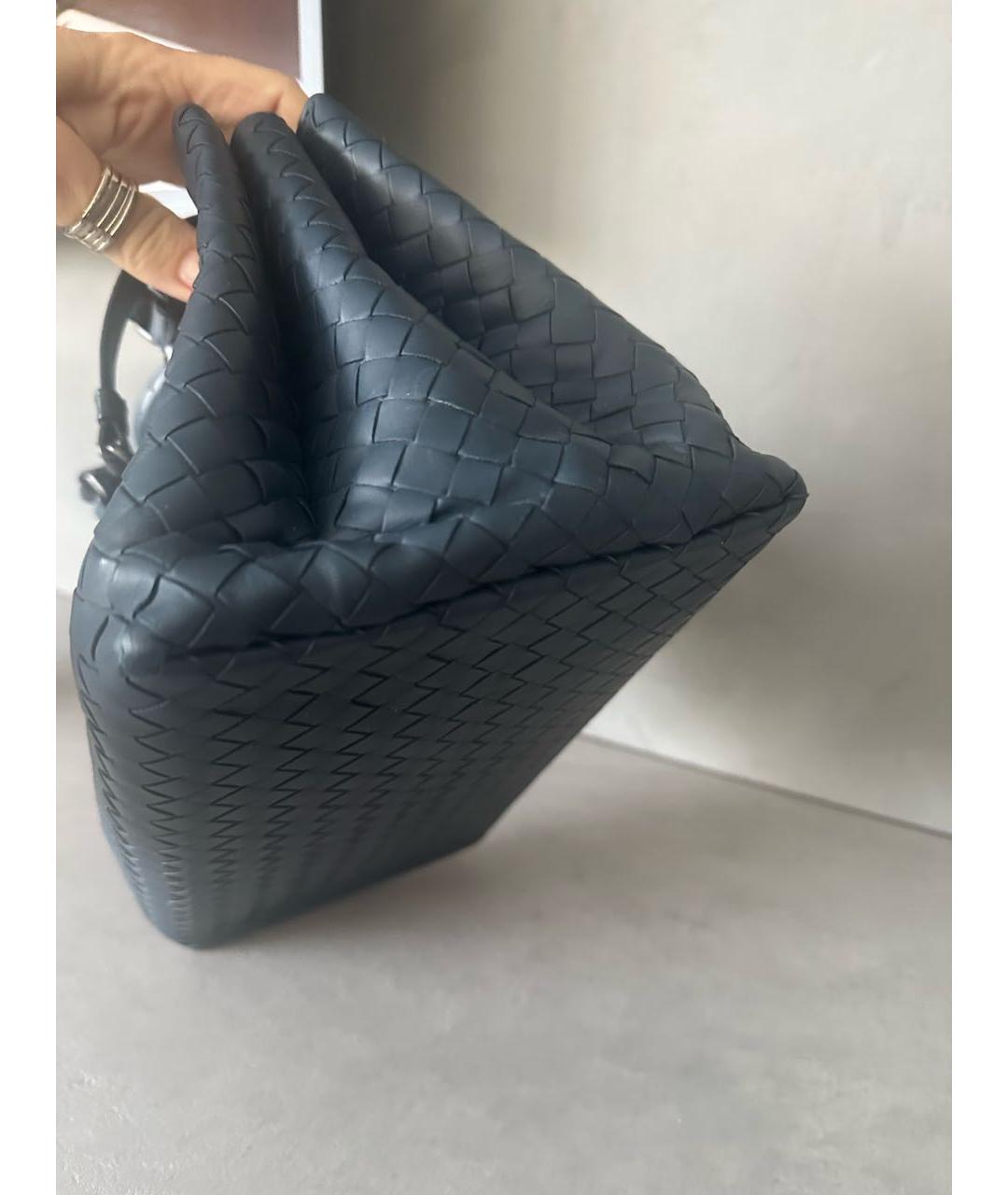 BOTTEGA VENETA Синяя кожаная сумка с короткими ручками, фото 5