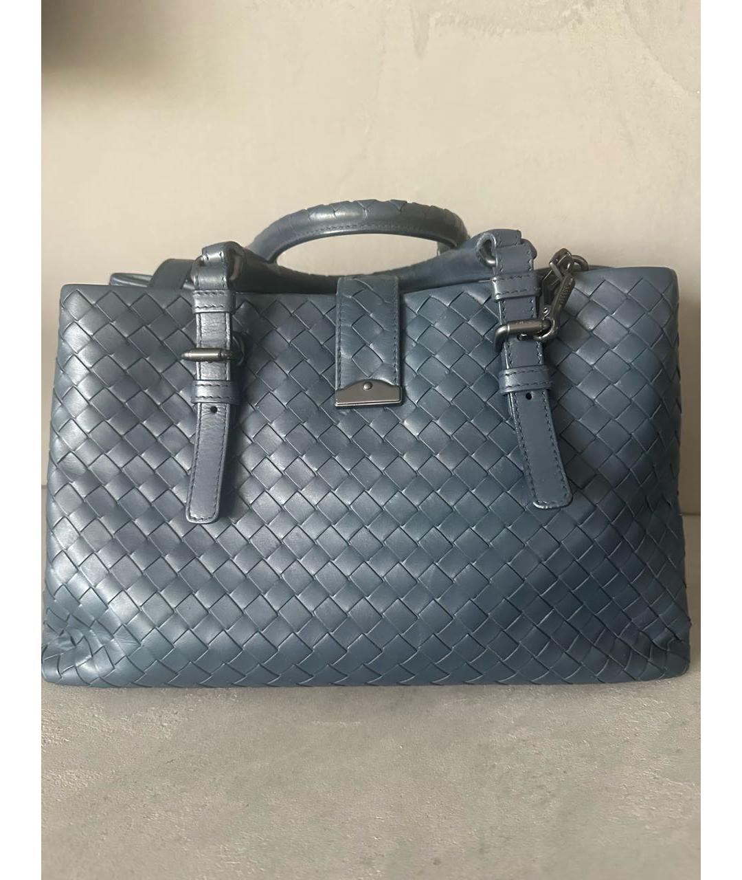 BOTTEGA VENETA Синяя кожаная сумка с короткими ручками, фото 3