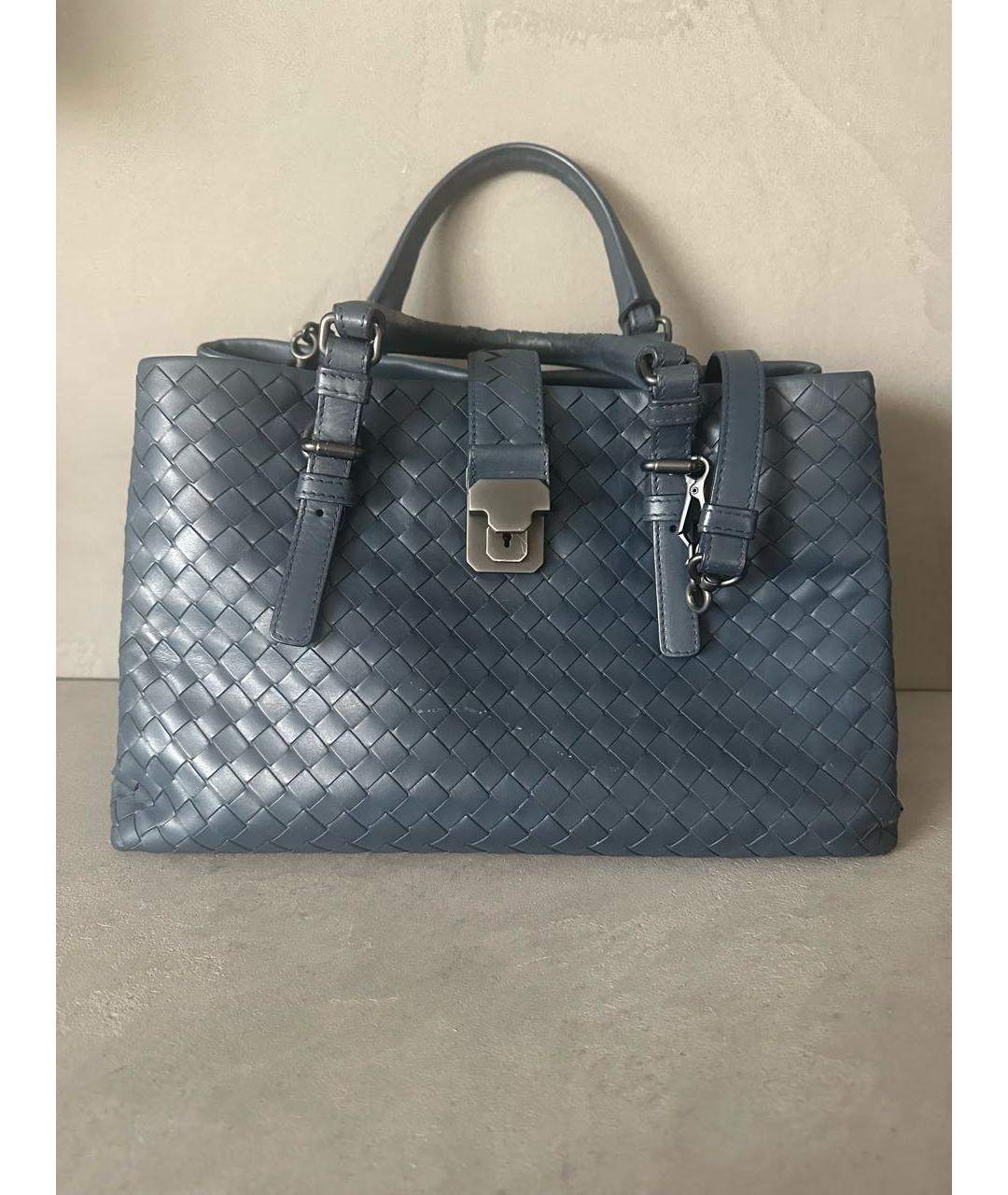 BOTTEGA VENETA Синяя кожаная сумка с короткими ручками, фото 8