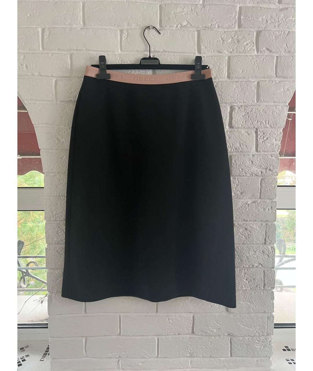 GUCCI Черная шерстяная юбка миди, фото 7