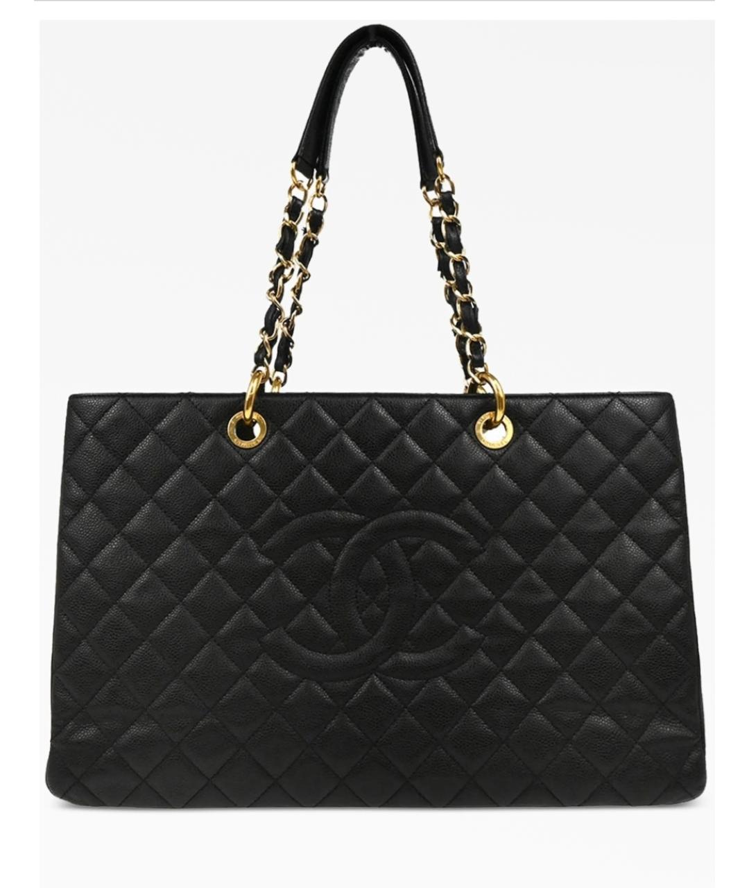 CHANEL Черная кожаная сумка тоут, фото 7