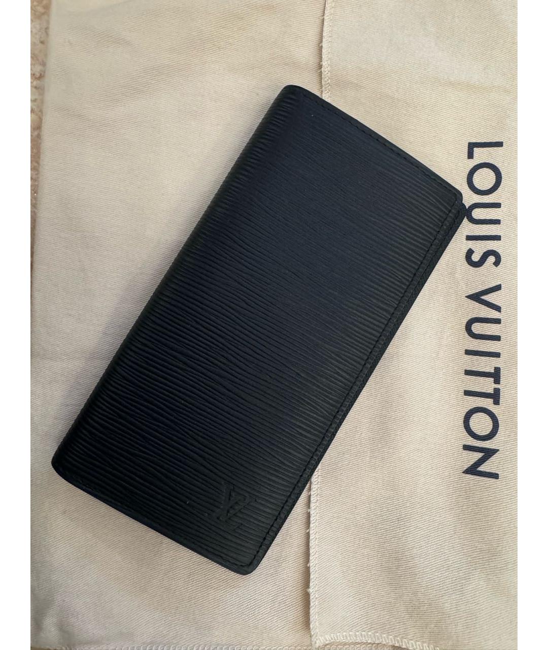 LOUIS VUITTON Черный кожаный кошелек, фото 3