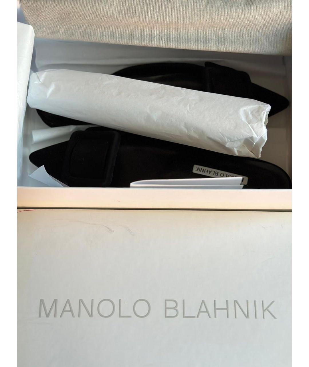 MANOLO BLAHNIK Черные замшевые мюли, фото 4