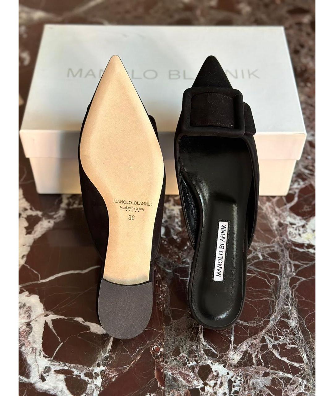 MANOLO BLAHNIK Черные замшевые мюли, фото 2