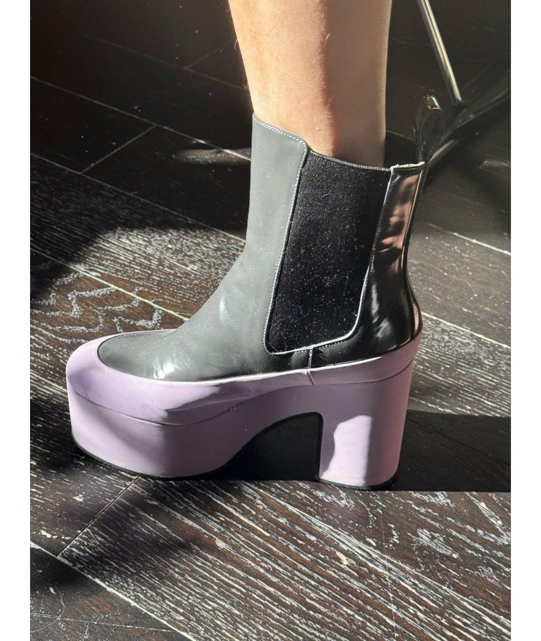 DRIES VAN NOTEN Серые ботильоны из лакированной кожи, фото 5