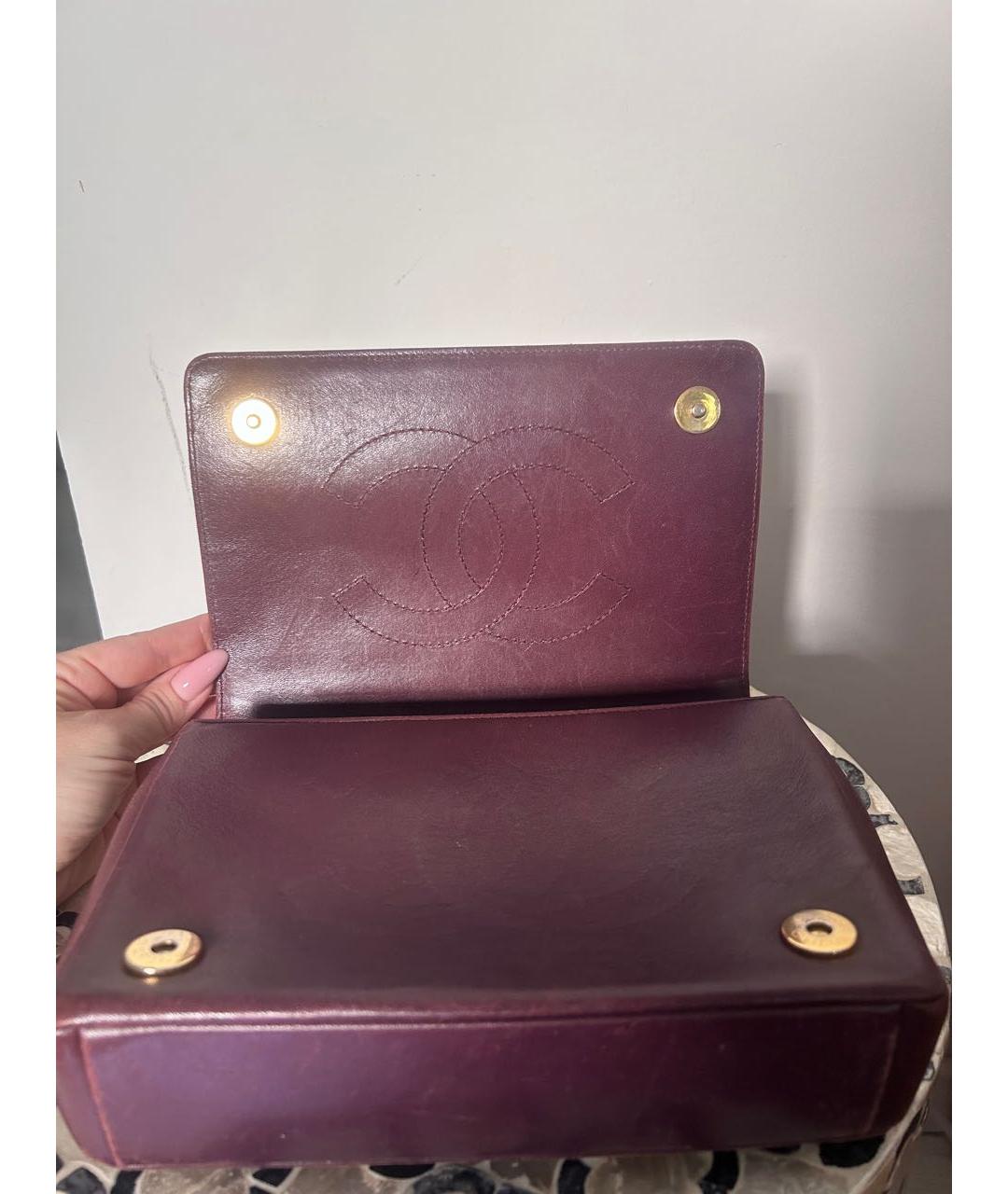 CHANEL Бордовая кожаная сумка через плечо, фото 4