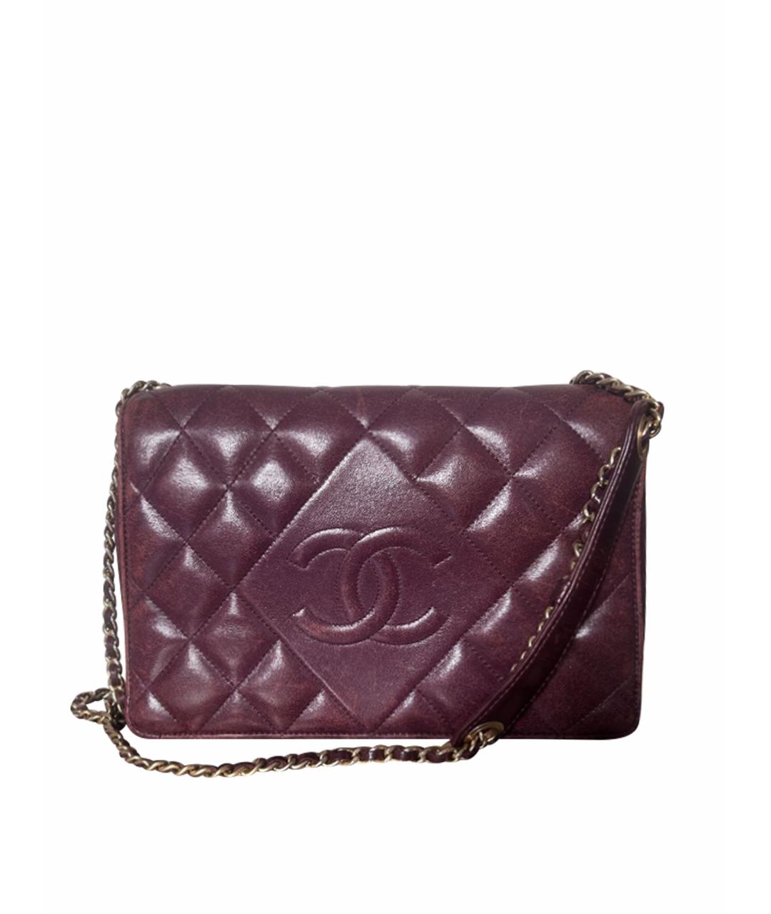 CHANEL Бордовая кожаная сумка через плечо, фото 1