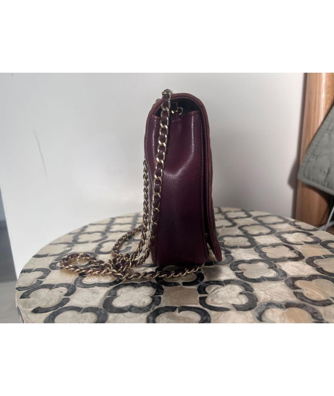 CHANEL Бордовая кожаная сумка через плечо, фото 2