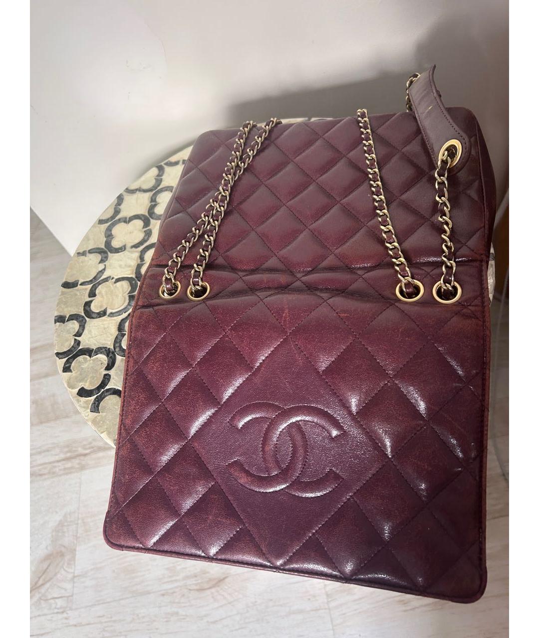 CHANEL Бордовая кожаная сумка через плечо, фото 5