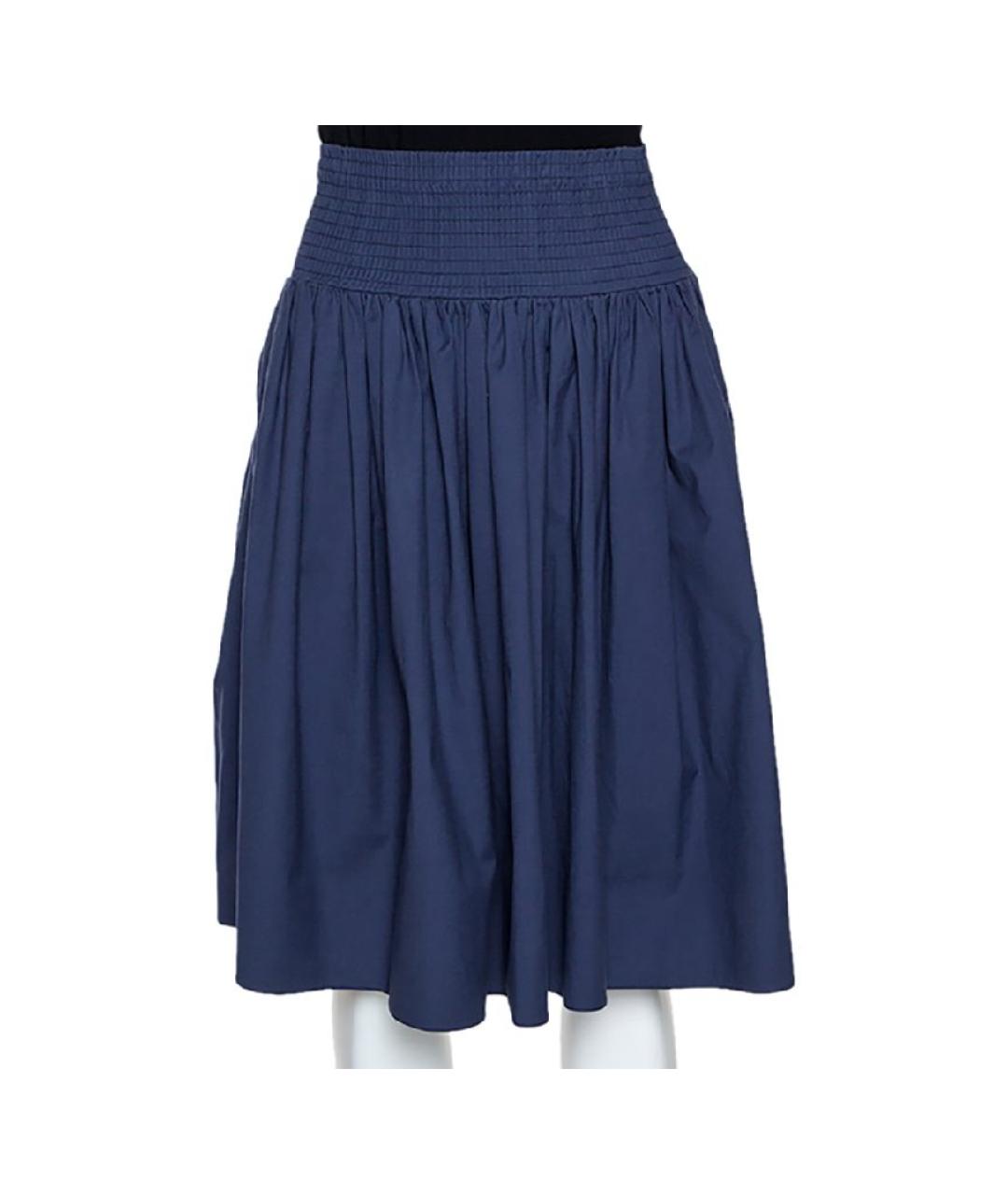PRADA Темно-синяя хлопковая юбка миди, фото 1