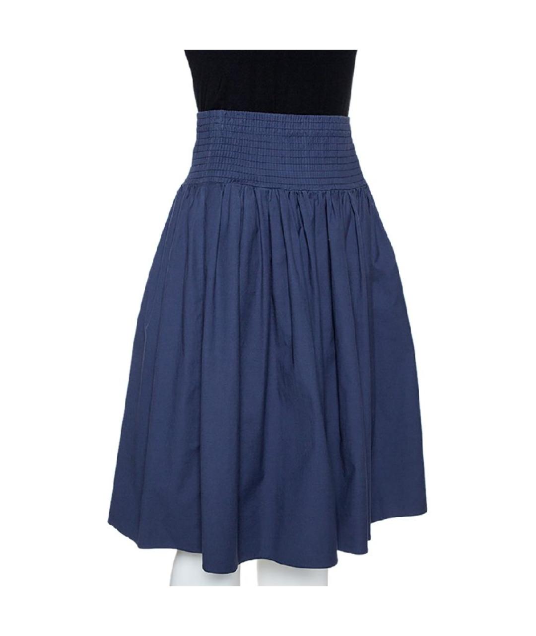 PRADA Темно-синяя хлопковая юбка миди, фото 2