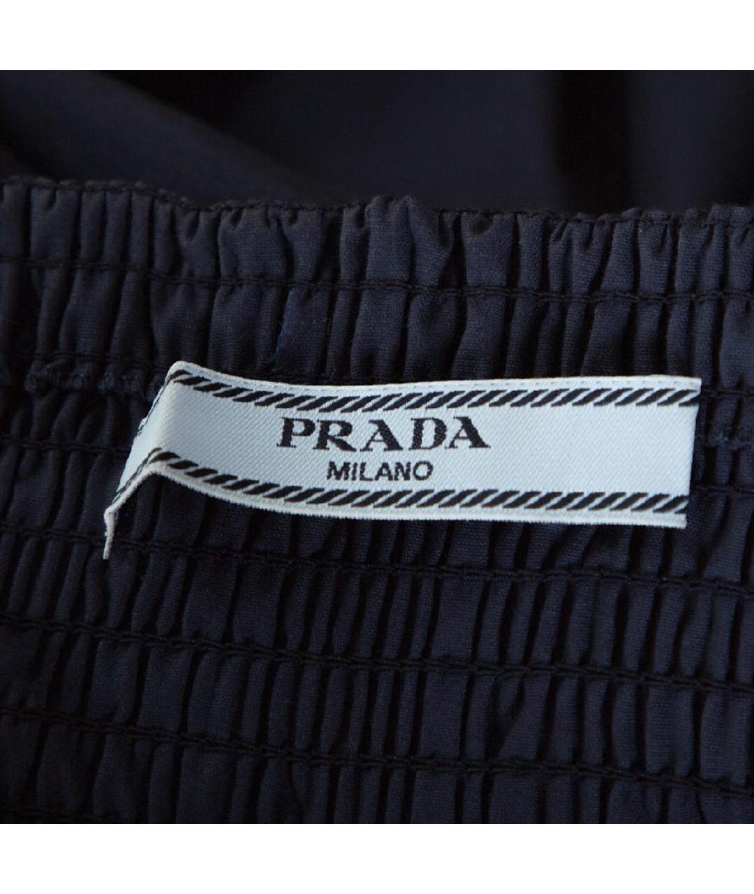 PRADA Темно-синяя хлопковая юбка миди, фото 5