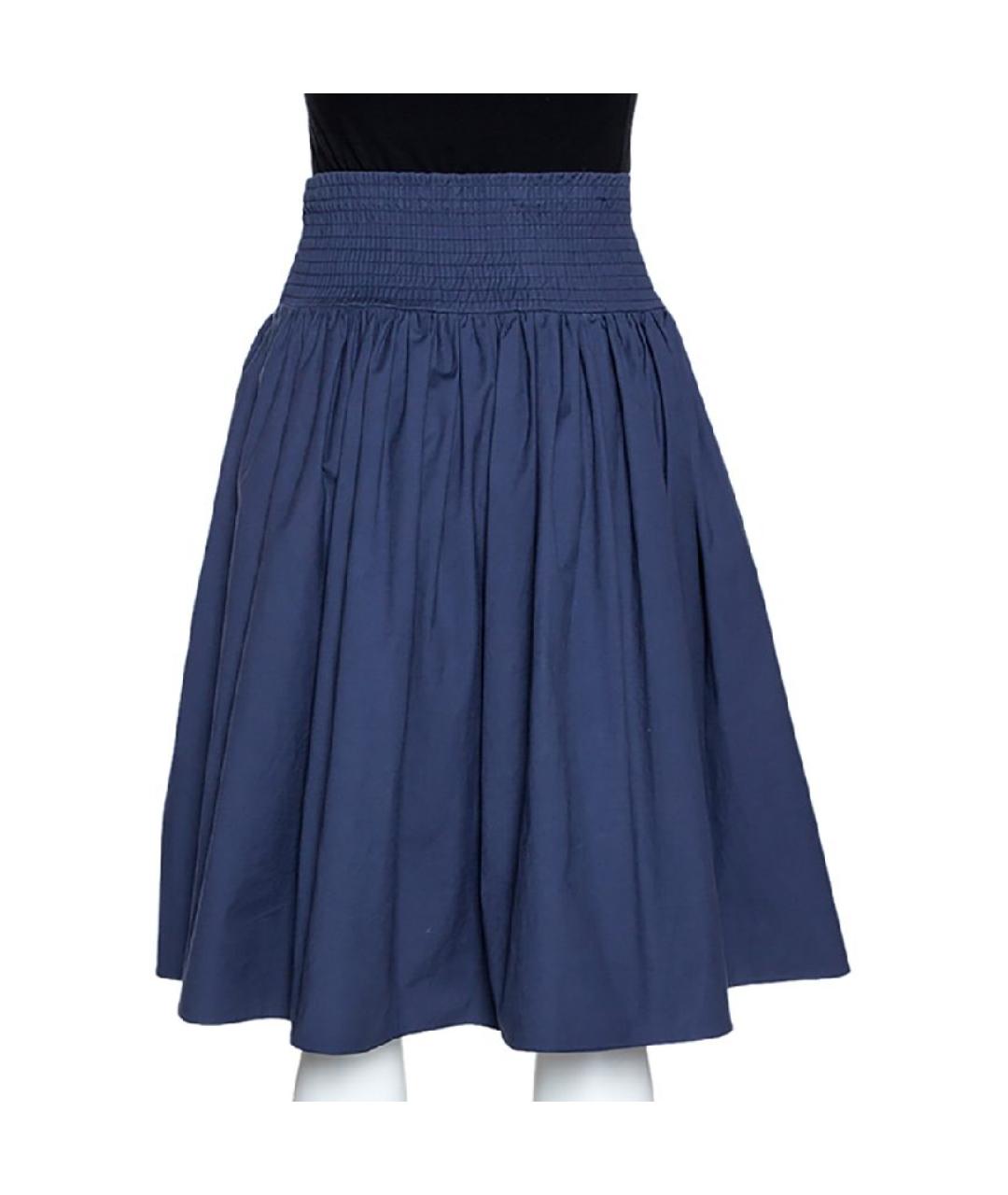 PRADA Темно-синяя хлопковая юбка миди, фото 3
