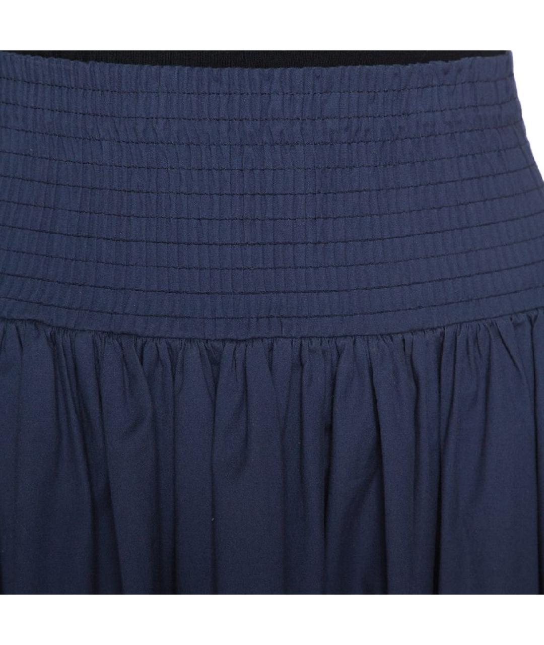 PRADA Темно-синяя хлопковая юбка миди, фото 4