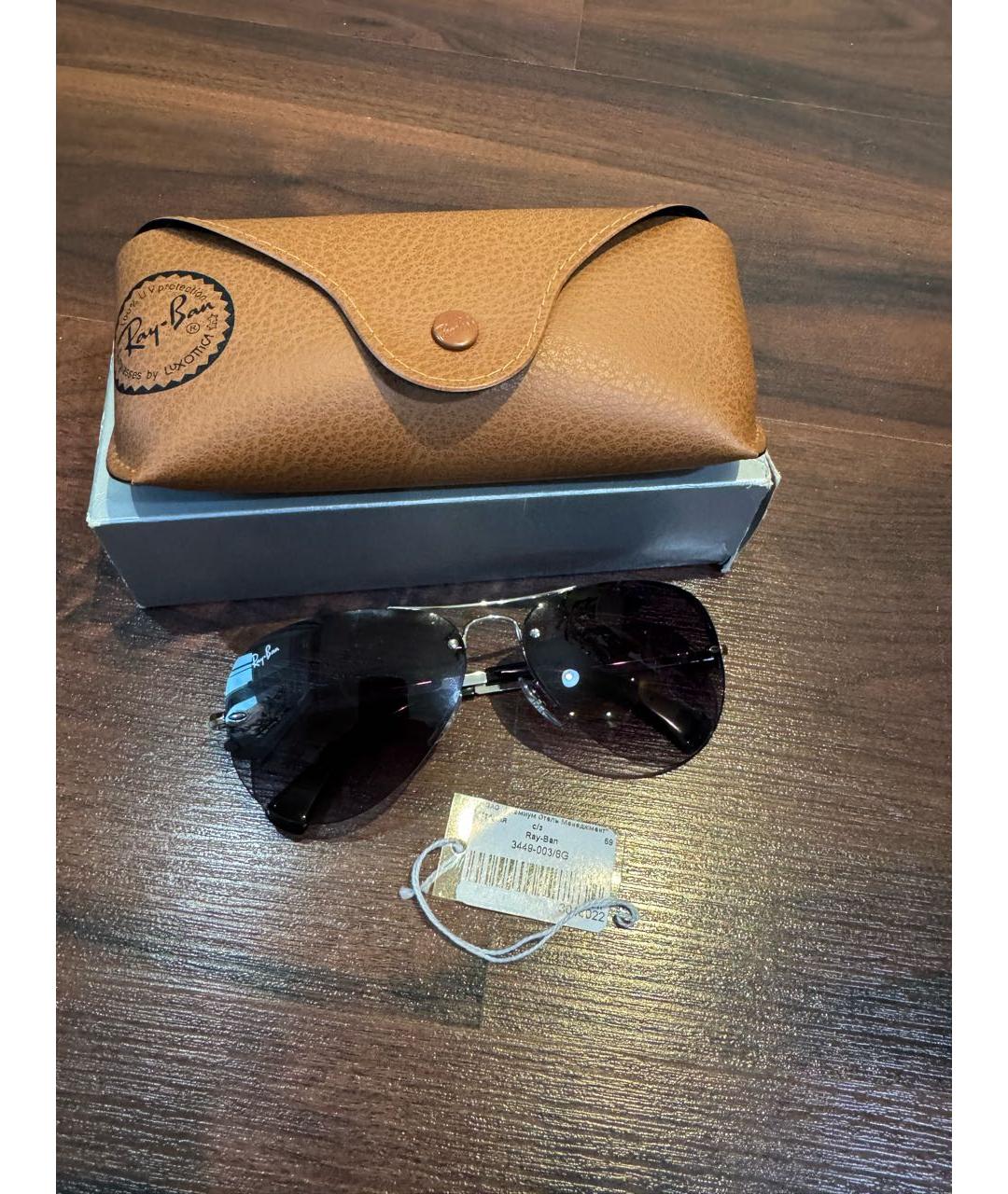 RAY BAN Черные металлические солнцезащитные очки, фото 2
