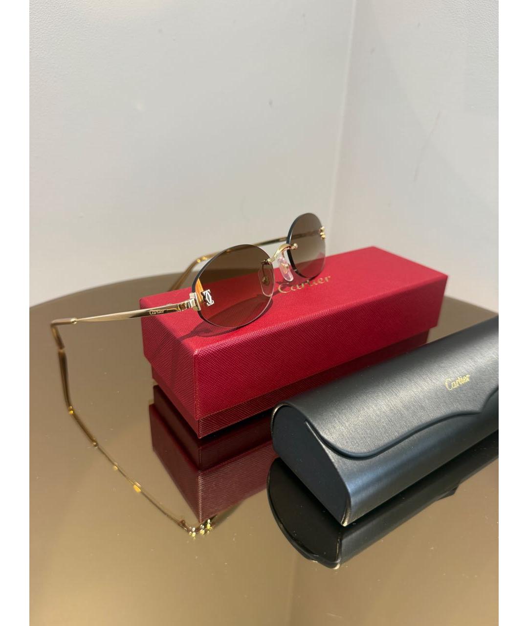 CARTIER Коричневые металлические солнцезащитные очки, фото 3