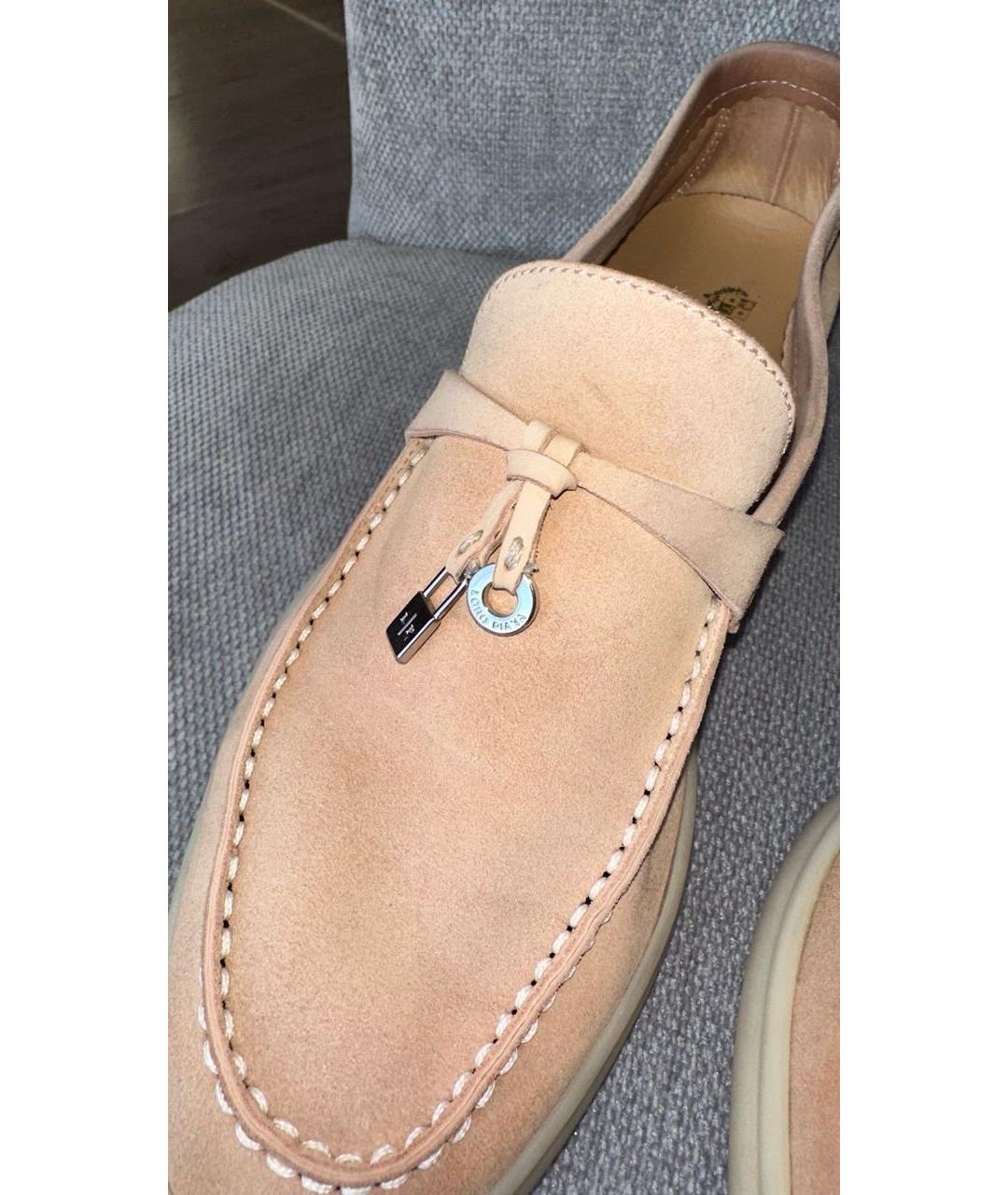 LORO PIANA Бежевые замшевые лоферы, фото 5