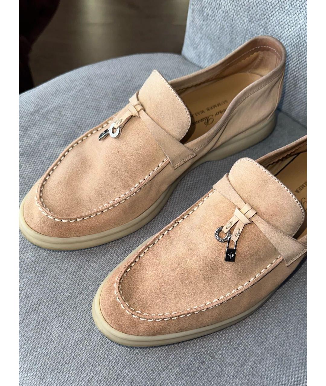 LORO PIANA Бежевые замшевые лоферы, фото 2