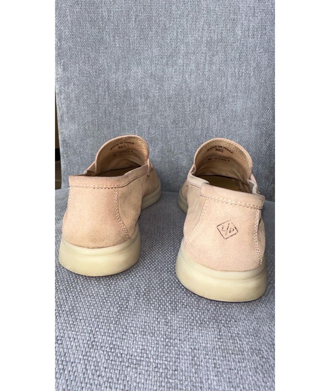 LORO PIANA Бежевые замшевые лоферы, фото 7